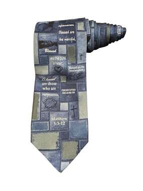 Eagle Wings Matthew 5:3-12 Bible Verse Religious Christian Novelty Necktie Silk